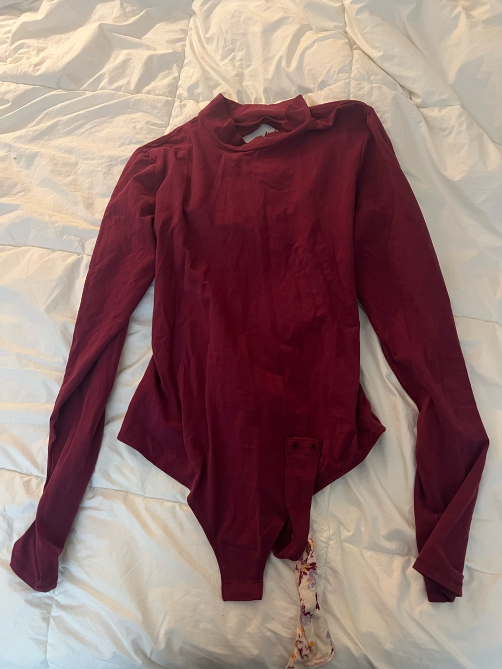 Free People Long-Sleeve Burgundy Bodysuit